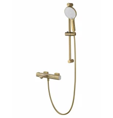 Смеситель для ванны с душевым гарнитуром и термостатом WONZON & WOGHAND SOLID, Брашированное золото (WW-C2011-A-BG)