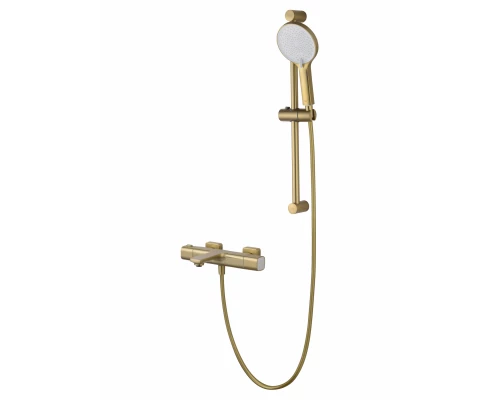 Смеситель для ванны с душевым гарнитуром и термостатом WONZON & WOGHAND SOLID, Брашированное золото (WW-C2011-A-BG)