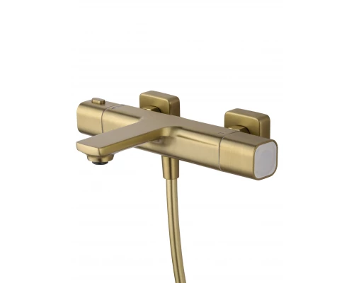 Смеситель для ванны с душевым гарнитуром и термостатом WONZON & WOGHAND SOLID, Брашированное золото (WW-C2011-A-BG)