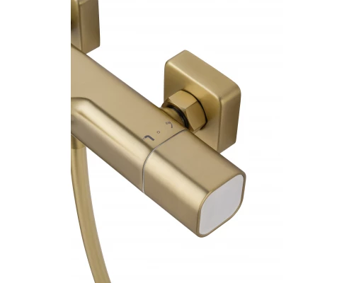 Смеситель для ванны с душевым гарнитуром и термостатом WONZON & WOGHAND SOLID, Брашированное золото (WW-C2011-A-BG)