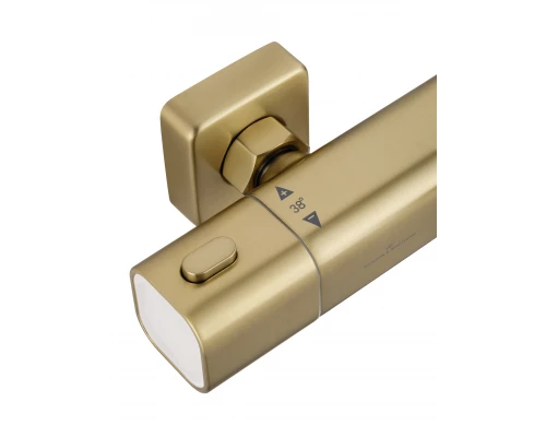 Смеситель для ванны с душевым гарнитуром и термостатом WONZON & WOGHAND SOLID, Брашированное золото (WW-C2011-A-BG)