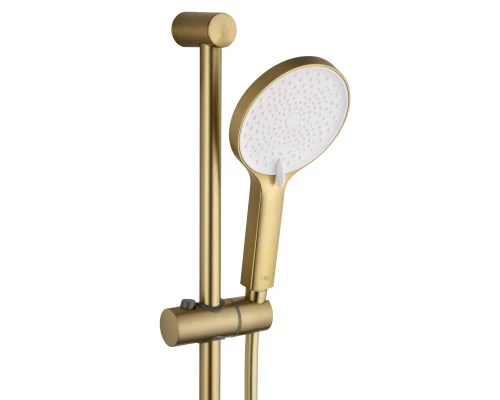 Смеситель для ванны с душевым гарнитуром и термостатом WONZON & WOGHAND SOLID, Брашированное золото (WW-C2011-A-BG)