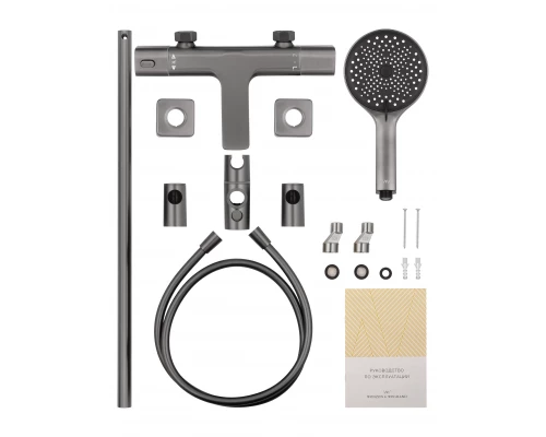 Смеситель для ванны с душевым гарнитуром и термостатом WONZON & WOGHAND SOLID, Темный графит (WW-C2011-A-BGG)