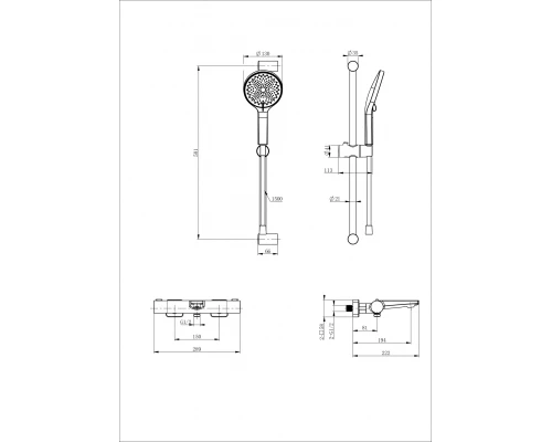 Смеситель для ванны с душевым гарнитуром и термостатом WONZON & WOGHAND, Темный графит (WW-C2021-A-BGG)
