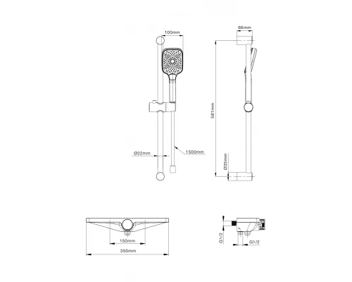 Смеситель для ванны с душем WONZON & WOGHAND Onix, Хром (WW-B2551-A-CR)