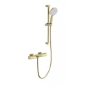 Смеситель для ванны с душевым гарнитуром и термостатом WONZON & WOGHAND Plate, Брашированное золото (WW-C2017-A-BG)