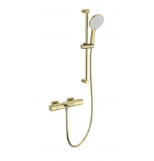Смеситель для ванны с душевым гарнитуром и термостатом WONZON & WOGHAND Plate, Брашированное золото (WW-C2017-A-BG)