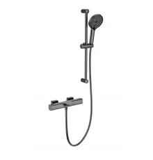 Смеситель для ванны с душевым гарнитуром и термостатом WONZON & WOGHAND Plate, Темный графит (WW-C2017-A-BGG)