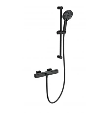 Смеситель для ванны с душевым гарнитуром и термостатом WONZON & WOGHAND Plate, Черный матовый (WW-C2017-A-MB)