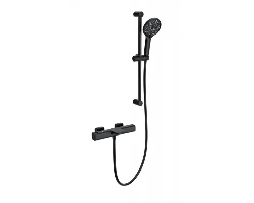 Смеситель для ванны с душевым гарнитуром и термостатом WONZON & WOGHAND Plate, Черный матовый (WW-C2017-A-MB)