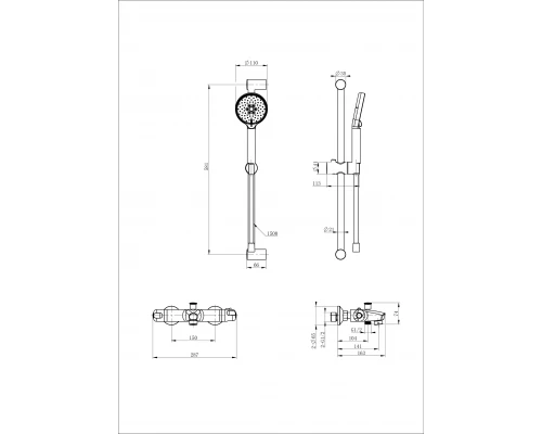 Смеситель для ванны с душевым гарнитуром и термостатом WONZON & WOGHAND, Хром (WW-C2001-A-CR)