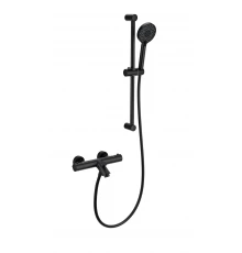 Смеситель для ванны с душевым гарнитуром и термостатом WONZON & WOGHAND, Черный матовый (WW-C2002-A-MB)