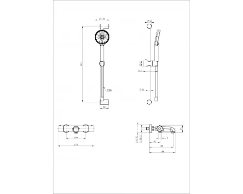 Смеситель для ванны с душевым гарнитуром и термостатом WONZON & WOGHAND, Черный матовый (WW-C2006-A-MB)
