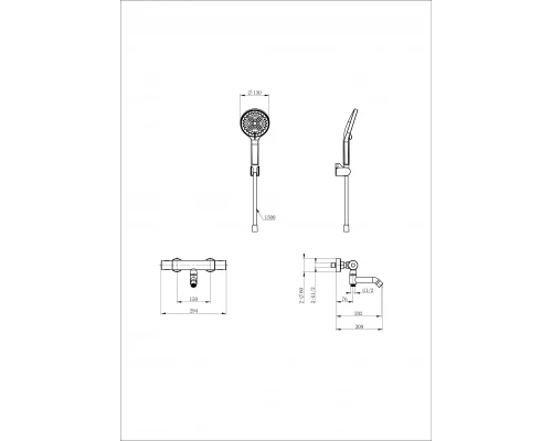 Смеситель для ванны с душем и термостатом WONZON & WOGHAND INN 1, Темный графит (WW-B3013-A1-BGG)