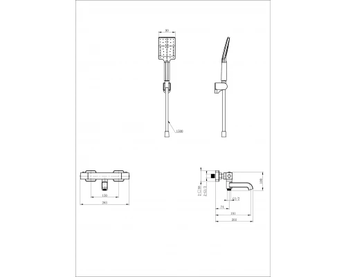 Смеситель для ванны с душем и термостатом WONZON & WOGHAND STAY 3, Брашированное золото (WW-B2026-A1-BG)