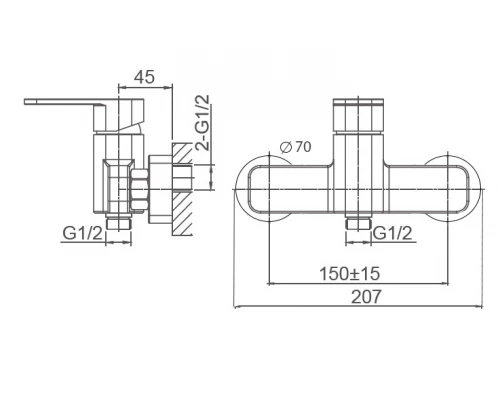 Смеситель для душа WONZON & WOGHAND ARNIE, Черный матовый (WW-694101-MB)