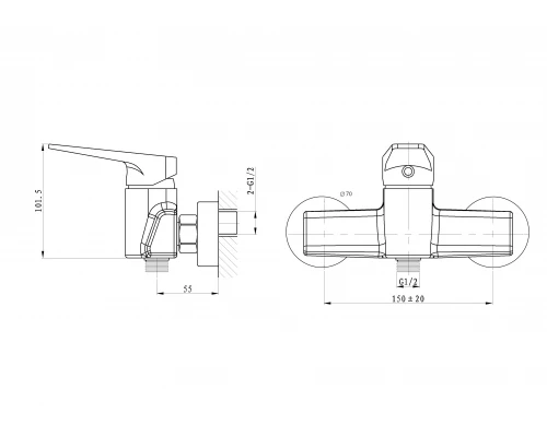 Смеситель для душа WONZON & WOGHAND ATHENS, Хром (WW-084101-CR)