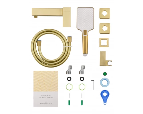 Смеситель для душа WONZON & WOGHAND CUBE 2.0, Брашированное золото (WW-88048068-BG)