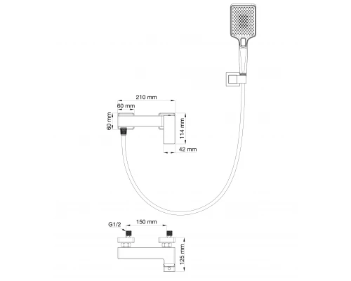 Смеситель для душа WONZON & WOGHAND CUBE 2.0, Хром (WW-88048068-CR)