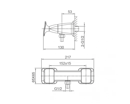 Смеситель для душа WONZON & WOGHAND SHAKESPEARE, Хром (WW-654101-CR)