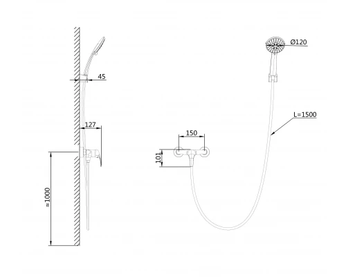 Смеситель для душа WONZON & WOGHAND, Белый матовый (WW-4540-MW)