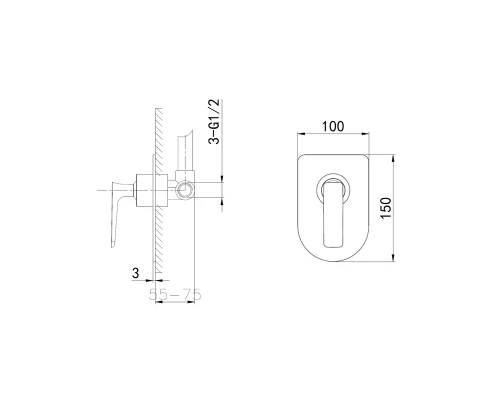 Смеситель для душа встраиваемый WONZON & WOGHAND SHARK, Хром (WW-484700-CR)