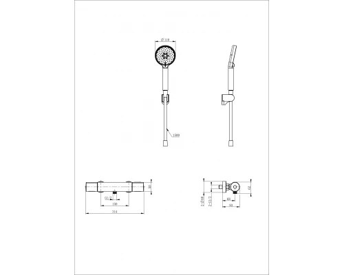 Смеситель для душа с термостатом WONZON & WOGHAND INN 2, Темный графит (WW-A2006-A-BGG)