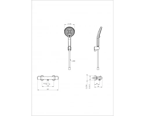 Смеситель для душа с термостатом WONZON & WOGHAND INN 3, Темный графит (WW-B2003-A-BGG)