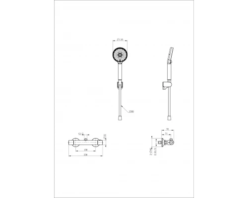 Смеситель для душа с термостатом WONZON & WOGHAND INN 5, Темный графит (WW-B1005-A-BGG)
