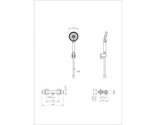 Смеситель для душа с термостатом WONZON & WOGHAND INN 5, Темный графит (WW-B2005-A-BGG)