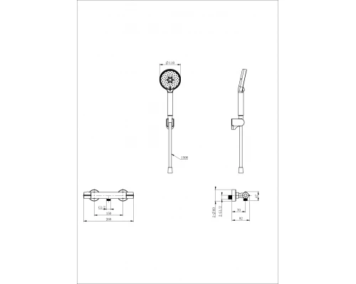 Смеситель для душа с термостатом WONZON & WOGHAND INN 5, Хром (WW-B2063-A-CR)