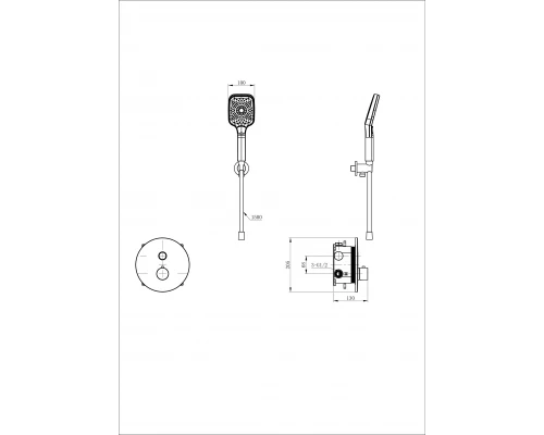 Смеситель для душа с термостатом встраиваемый WONZON & WOGHAND, Черный матовый (WW-D1017-A-MB)