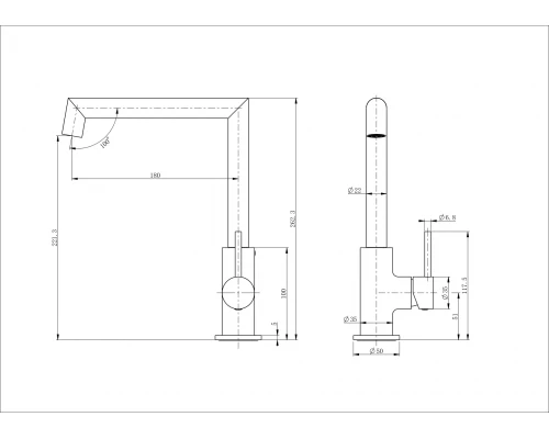Смеситель для кухни WONZON & WOGHAND, Брашированное золото (WW-L1005-BG)