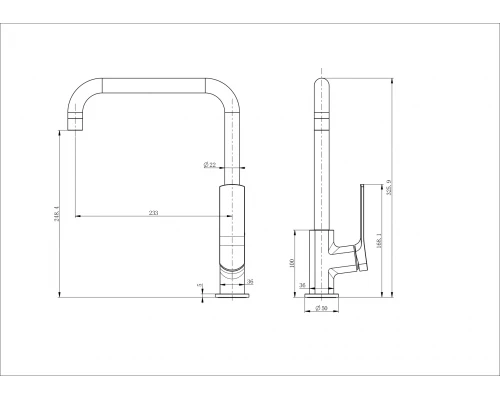 Смеситель для кухни WONZON & WOGHAND, Темный графит (WW-L1006-BGG)