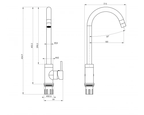 Смеситель для кухни WONZON & WOGHAND, Хром (WW-A21102-CR)