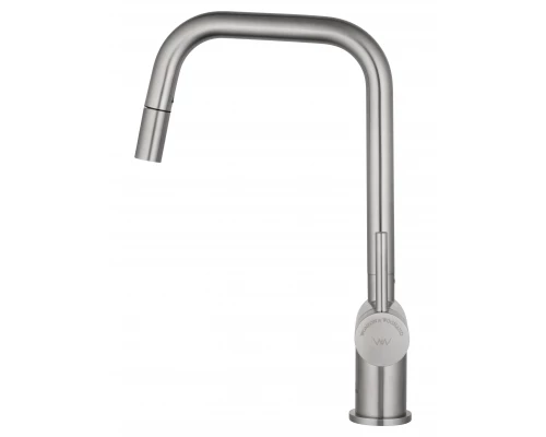 Смеситель для кухни с выдвижным изливом WONZON & WOGHAND,  Брашированный никель (WW-6018-BS)