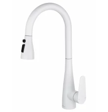 Смеситель для кухни с выдвижным изливом WONZON & WOGHAND, Белый матовый (WW-121E201B-MW)