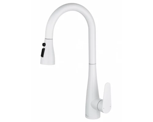Смеситель для кухни с выдвижным изливом WONZON & WOGHAND, Белый матовый (WW-121E201B-MW)