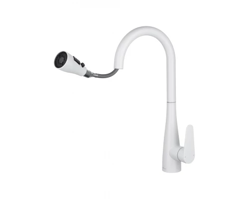 Смеситель для кухни с выдвижным изливом WONZON & WOGHAND, Белый матовый (WW-121E201B-MW)