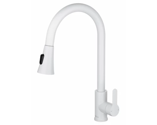 Смеситель для кухни с выдвижным изливом WONZON & WOGHAND, Белый матовый (WW-121E201L-MW)