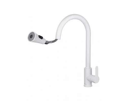 Смеситель для кухни с выдвижным изливом WONZON & WOGHAND, Белый матовый (WW-121E201L-MW)