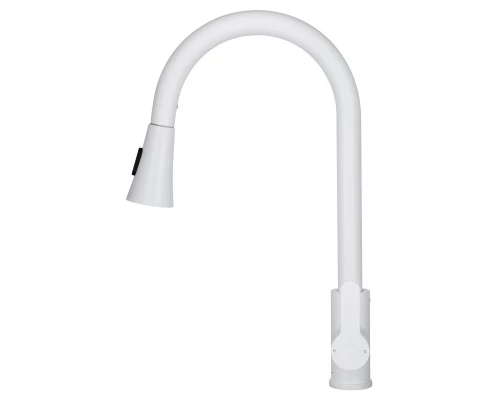 Смеситель для кухни с выдвижным изливом WONZON & WOGHAND, Белый матовый (WW-121E201L-MW)