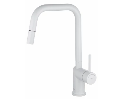Смеситель для кухни с выдвижным изливом WONZON & WOGHAND, Белый матовый (WW-6018-MW)