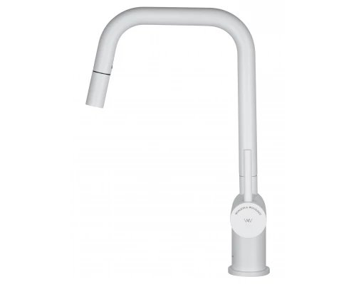 Смеситель для кухни с выдвижным изливом WONZON & WOGHAND, Белый матовый (WW-6018-MW)