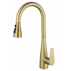 Смеситель для кухни с выдвижным изливом WONZON & WOGHAND, Брашированное золото (WW-121E201B-BG)