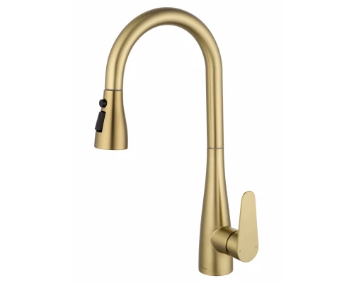 Смеситель для кухни с выдвижным изливом WONZON & WOGHAND, Брашированное золото (WW-121E201B-BG)