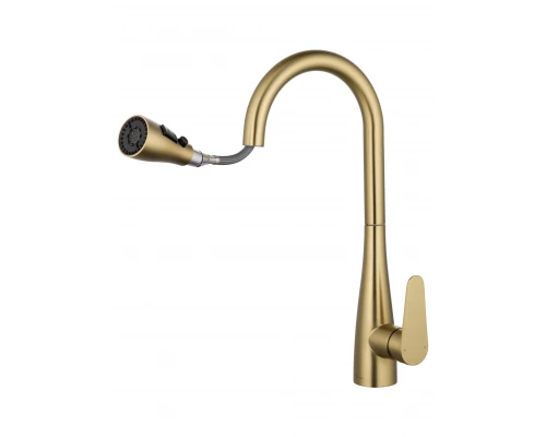 Смеситель для кухни с выдвижным изливом WONZON & WOGHAND, Брашированное золото (WW-121E201B-BG)