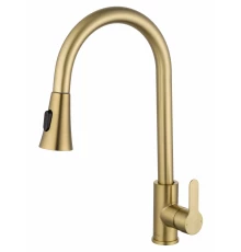 Смеситель для кухни с выдвижным изливом WONZON & WOGHAND, Брашированное золото (WW-121E201L-BG)
