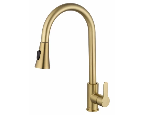 Смеситель для кухни с выдвижным изливом WONZON & WOGHAND, Брашированное золото (WW-121E201L-BG)