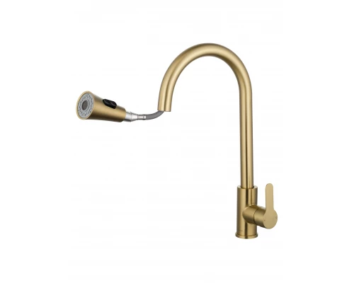 Смеситель для кухни с выдвижным изливом WONZON & WOGHAND, Брашированное золото (WW-121E201L-BG)